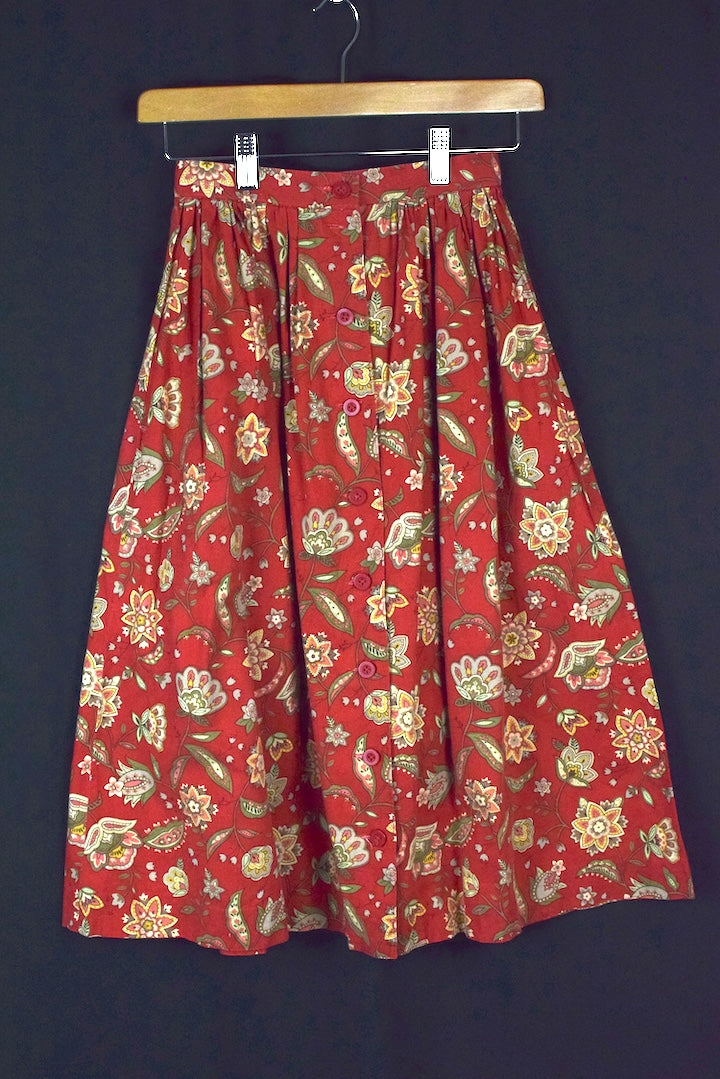 Reworked Abstract Floral Print Skirt